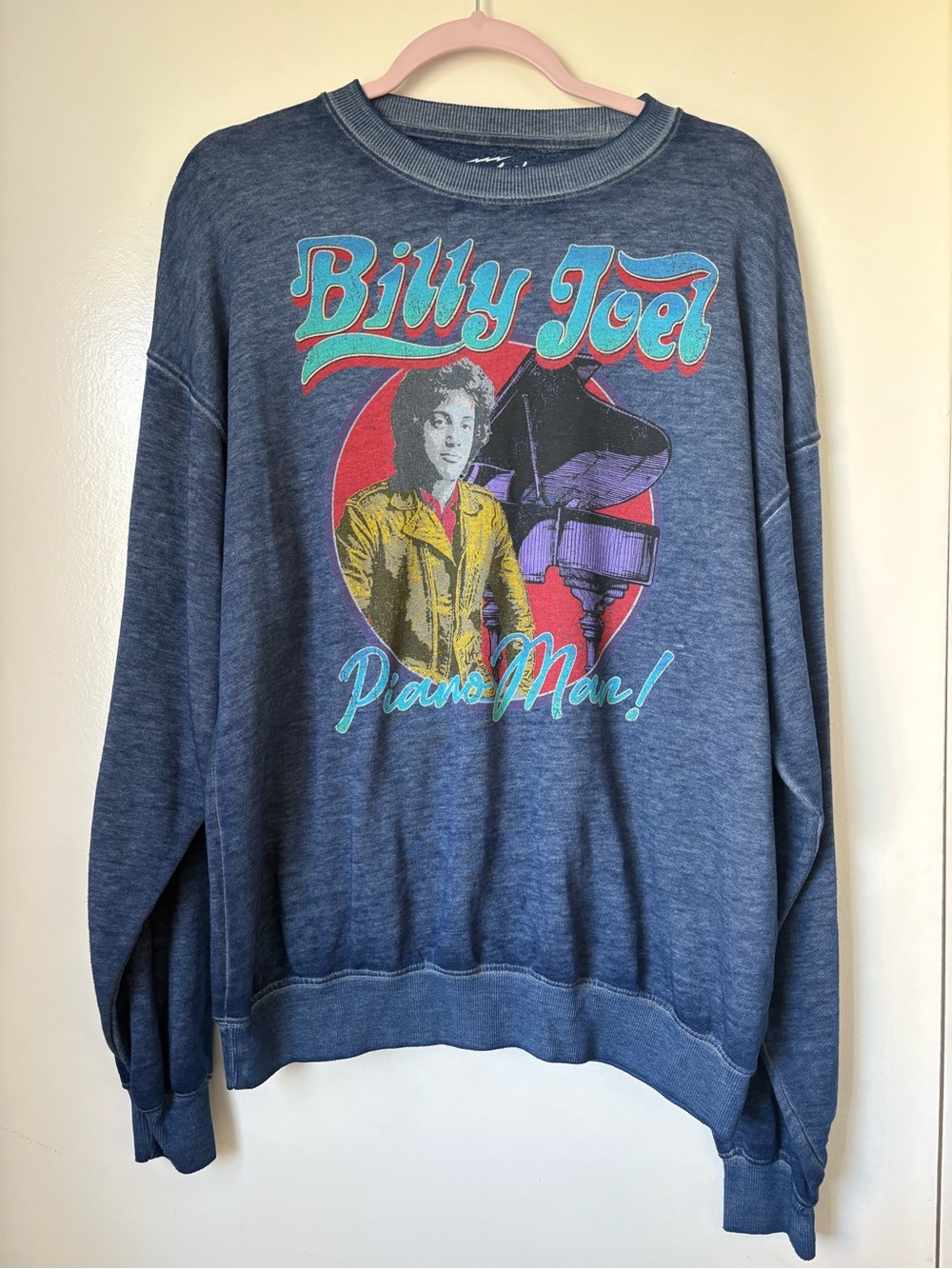 Billy Joel 'Piano Man' Graphic Crewneck Sweater - Blue